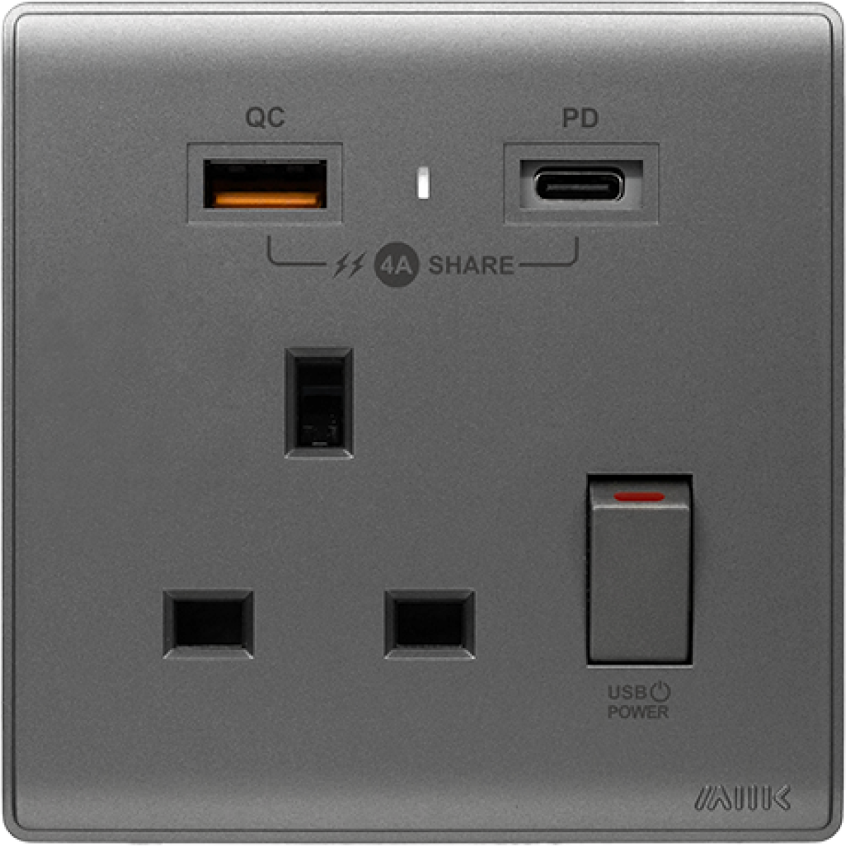 M2K PD105AP4-G  4A 單位 PD/QC USB 電掣插座 (灰色)